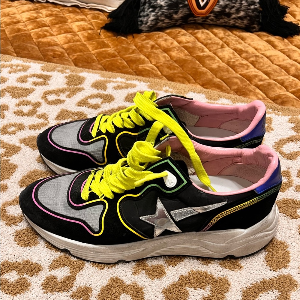 Women golden goose Sneakers with Neon Accents